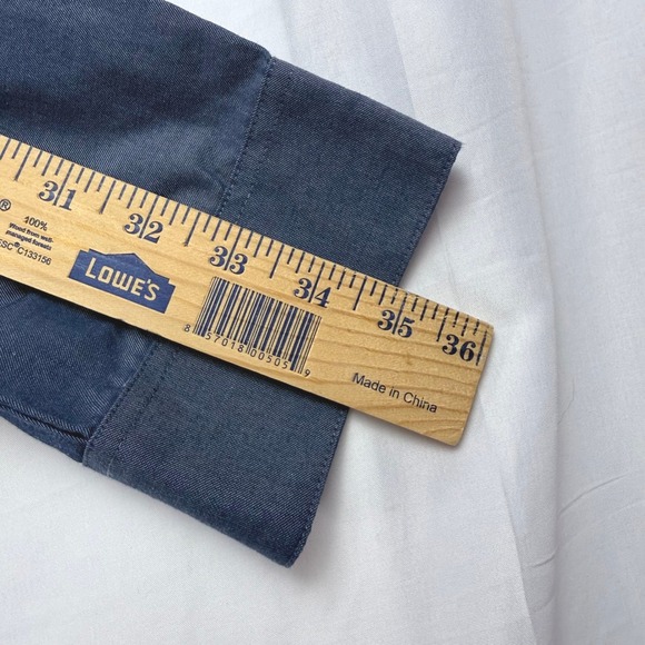 Van Heusen Originals Mens Classic Fit Long Sleeve Button‎ Down Shirt Blue L G - Picture 8 of 8